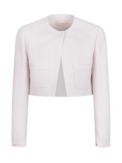 Elisabetta Franchi Kids Mini Tweed Jacket With Front Pockets In Pink