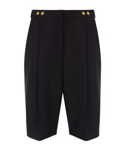 Elisabetta Franchi Central-crease Logo-plaque Shorts In Black