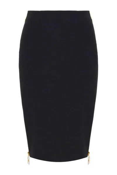 Elisabetta Franchi Knee-length Black Skirt With Gold Zipper Accents