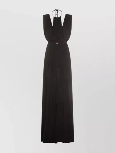 Elisabetta Franchi Knee Length Dress Belt Detail In Black