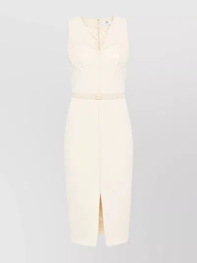 Elisabetta Franchi Knee Length Dress Belted Waist In White