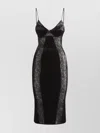 Elisabetta Franchi Dress In Velvet And Floral Lace Fabrics In Black