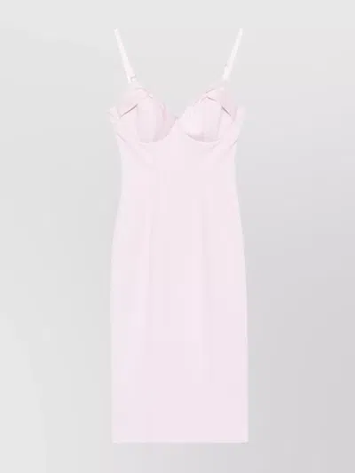 Elisabetta Franchi Knee Length Dress With Adjustable Spaghetti Straps In Pink