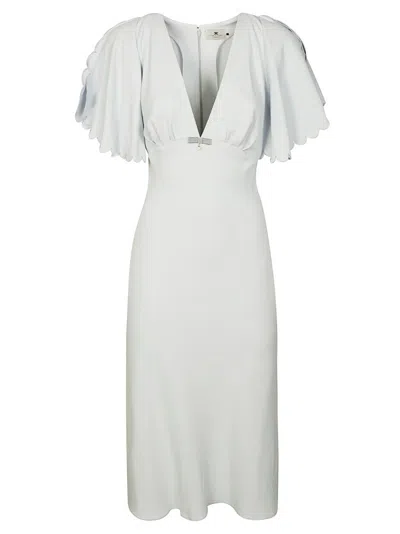 Elisabetta Franchi Knee-length Dress With Deep V-neckline In Blue