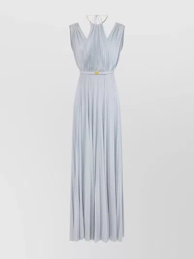 Elisabetta Franchi Knee Length Sleeveless Dress With Belted Waist In Blue