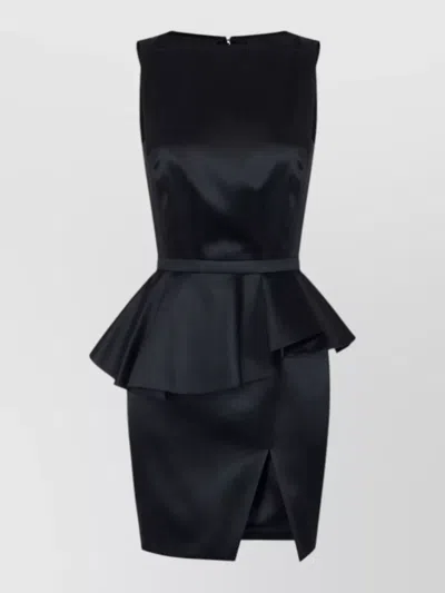 Elisabetta Franchi Mini Dress In Gazar Fabric With Flounce In Black