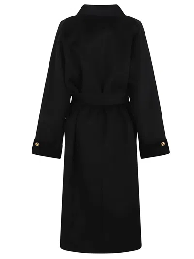 Elisabetta Franchi Knee-length Wrap Wool Coat In Black