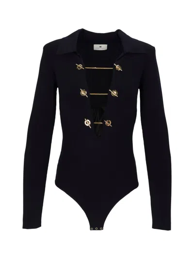 Elisabetta Franchi Knit Bodysuit In Blue