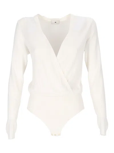 Elisabetta Franchi Knit Bodysuit In White
