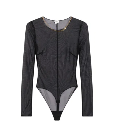 Elisabetta Franchi Knit Bodysuit With Chain Detail In Black