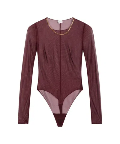 Elisabetta Franchi Knit Bodysuit With Chain Detail In Red