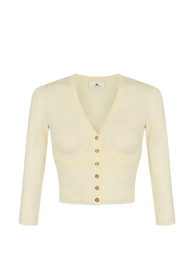 Elisabetta Franchi Knit Bustier-style Cardigan In Neutral