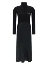 Elisabetta Franchi Ribbed Turtleneck Midi Dress In Black