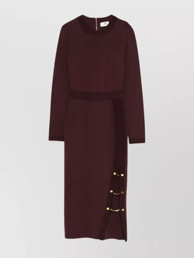 ELISABETTA FRANCHI KNIT DRESS WITH CHAIN AND GOLD BUTTONS