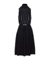 Elisabetta Franchi Knitted Dress With Belt And Stripes In Black