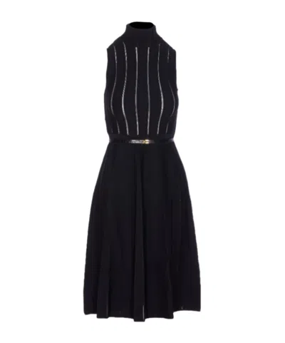 ELISABETTA FRANCHI RIBBED HIGH-NECK DRESS