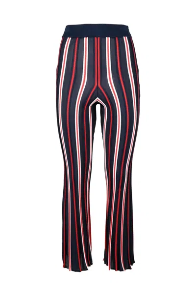 Elisabetta Franchi Knit Flare Trousers - Red/blue In Multi