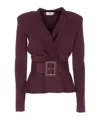 Elisabetta Franchi Tailored Peplum Jacket Belted Waist In Burgundy