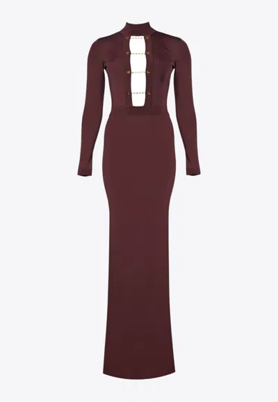 ELISABETTA FRANCHI KNIT MAXI DRESS WITH CUT-OUT
