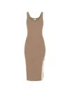 Elisabetta Franchi Knit Midi Dress In Brown