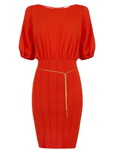 Elisabetta Franchi Knit Mini Dress With Snake Belt