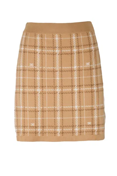 Elisabetta Franchi Knit Mini Skirt - Beige In Brown