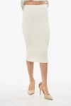 Elisabetta Franchi Knit Pencil Skirt With Zip In White