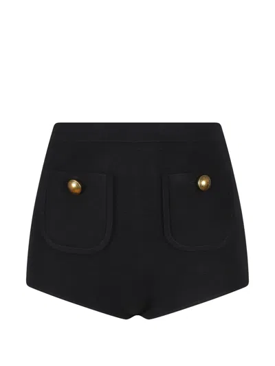 Elisabetta Franchi Knit Shorts With Jewel Buttons In Black