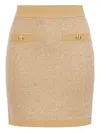 Elisabetta Franchi Knitted Mini Skirt With Sequins Clothing In Gold