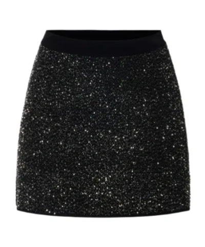 Elisabetta Franchi Knit Skirt With Sequins In Black