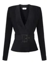 Elisabetta Franchi Waist Belt Long Sleeve Jacket In Black