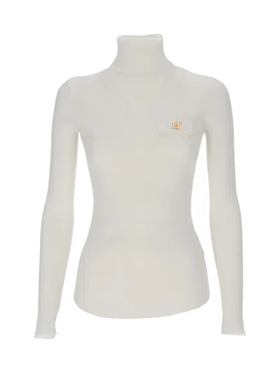 Elisabetta Franchi Knit Sweater In White