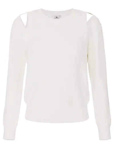 Elisabetta Franchi Knit Sweatshirt With Cut-out In White