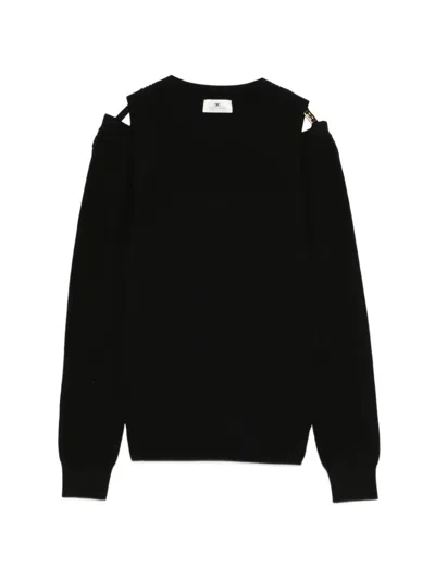 Elisabetta Franchi Knit Sweatshirt With Cut-outs In Black