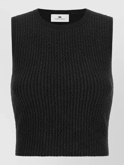 Elisabetta Franchi Knit Top Sleeveless Cropped Textured Design In Black