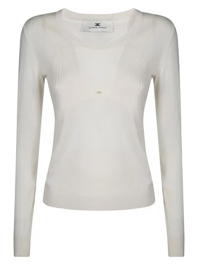ELISABETTA FRANCHI KNIT TOP WITH CLASSIC CREW NECKLINE