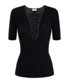 Elisabetta Franchi Black Top With Crossover Detail In Black