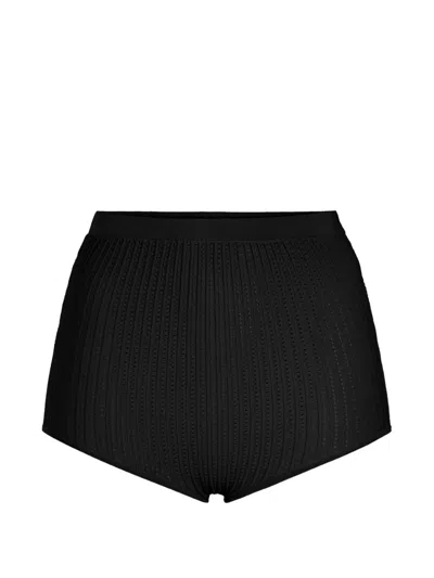 Elisabetta Franchi Knit Tubular-trimmings Shorts In Black