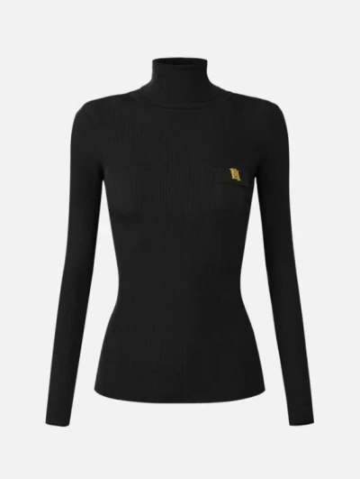 Elisabetta Franchi Knit Turtleneck In Animal Print