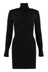 Elisabetta Franchi Schwarze Strickkleid Mit Hohem Kragen In Black