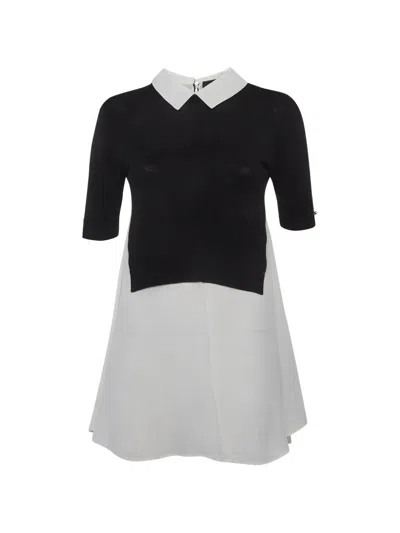 Pre-owned Elisabetta Franchi Knitted Crepe Mini Dress In White