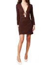 Elisabetta Franchi Openwork Viscose Mini Dress With Jewel Flower In Burgundy