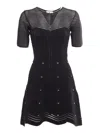 Elisabetta Franchi Fitted Mini Dress With Textured Design And Flared Hem In Black