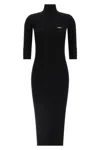 Elisabetta Franchi Form-fitting Black Midi Dress With Ribbed Texture And Logo Detail In Black