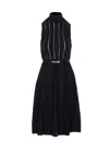 Elisabetta Franchi Knitted Dress With Belt And Stripes In Black