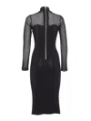 Elisabetta Franchi Herringbone Pattern Midi Dress In Black