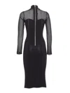 Elisabetta Franchi Herringbone Pattern Midi Dress In Black