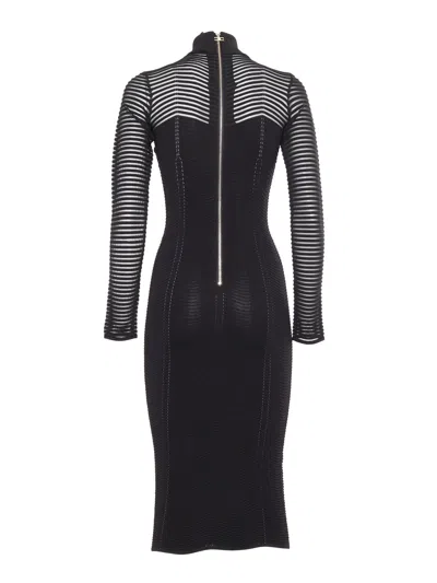 Elisabetta Franchi Herringbone Pattern Midi Dress In Black