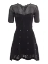 Elisabetta Franchi Fitted Mini Dress With Textured Design And Flared Hem In Black