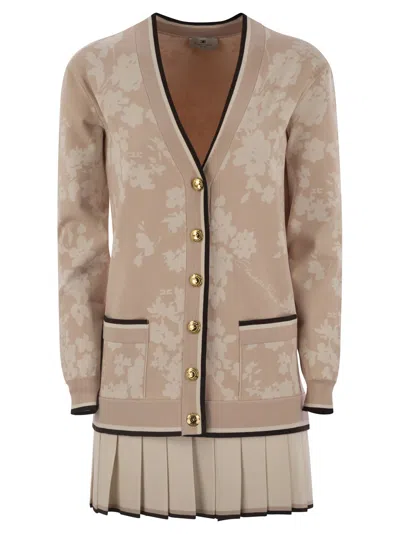 ELISABETTA FRANCHI KNITTED DRESS IN FLORAL JACQUARD